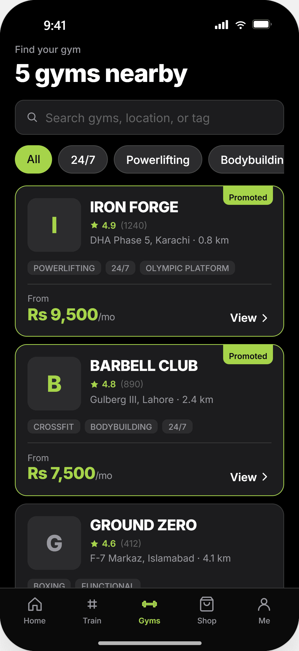 app · find your gym